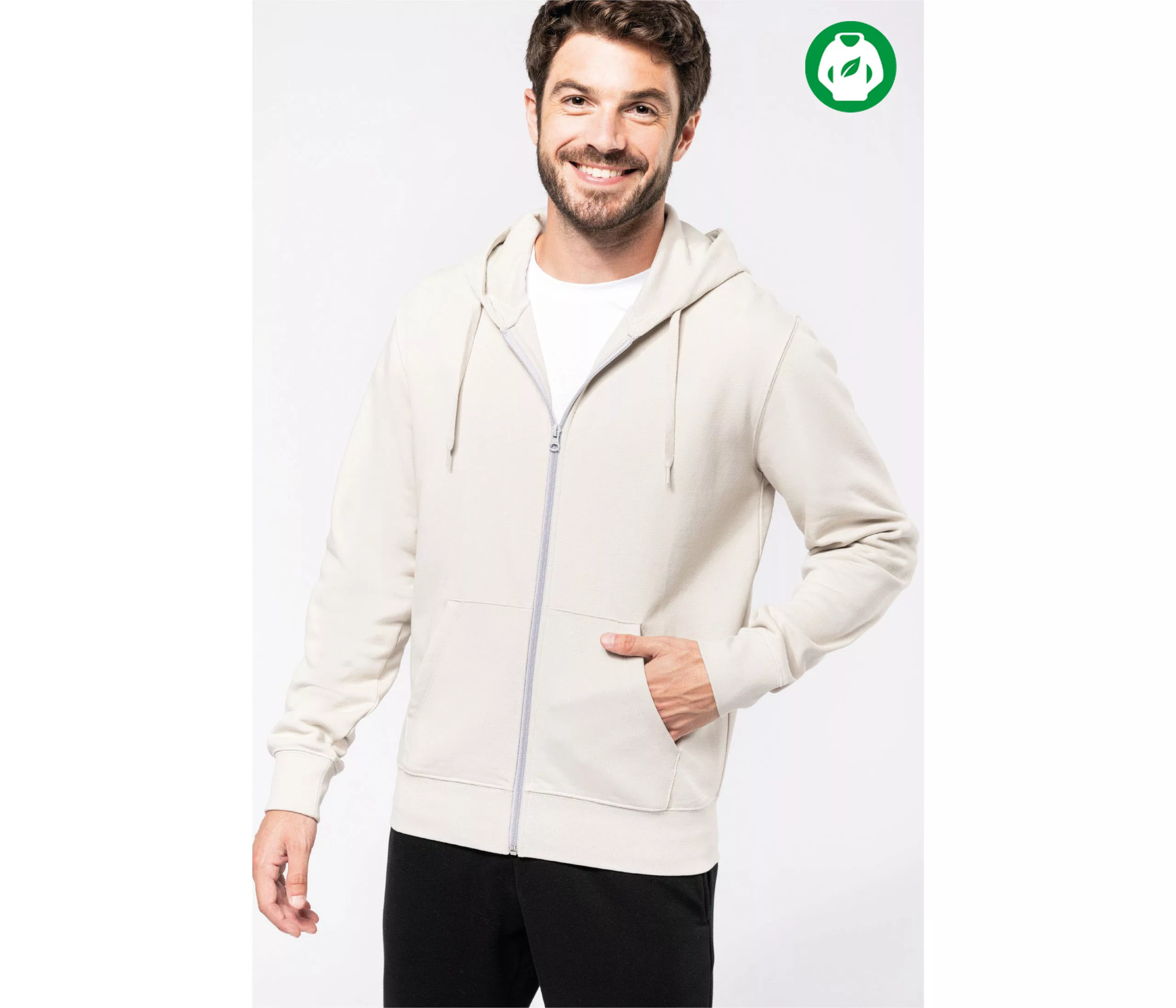 K4030 Sweat capuche zippé écoresponsable personnalisé