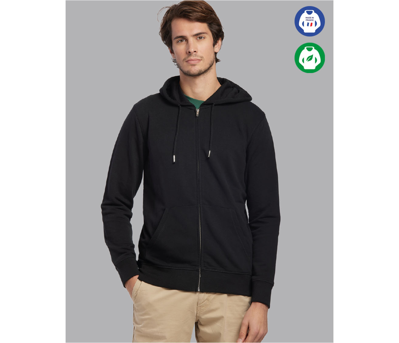 Boutique 8 sweat capuche zippe noir